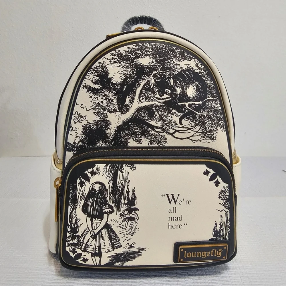 Loungefly Disney Alice In Wonderland We're All Mad Here Backpack and Wallet BNWT - Picture 5 of 9
